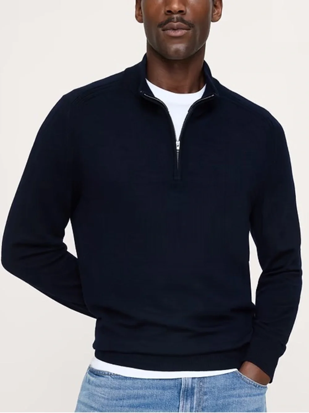 BANANA REPUBLIC MERINO QUARTER-ZIP SWEATER BY ZEGNA BARUFFA BLUE OLD MONEY XL